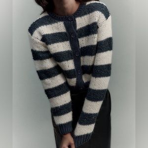 ZARA STRIPED KNIT CARDIGAN